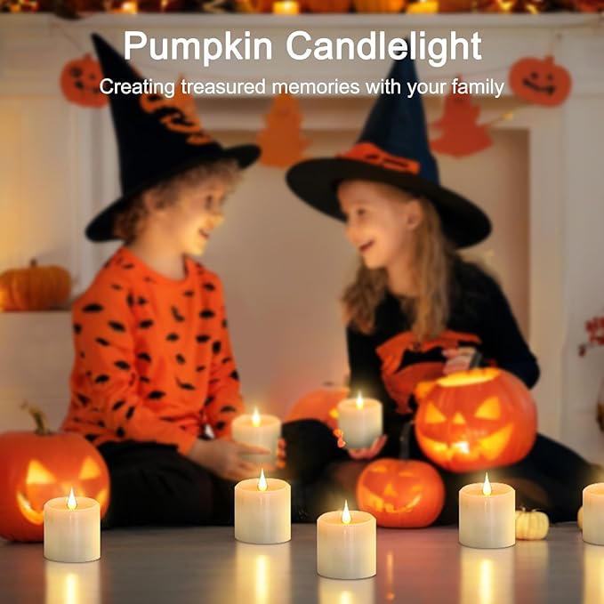 Flickering Flameless Candles with 3D Moving Flame, Real Wax Battery Operated Candles with Timer and Remote, Last 600+ Hours, 3" x 3" LED Fake Candles for Home Wedding Christmas Decor, 2 Pack