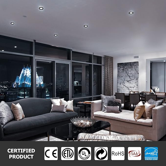 2 Pack Recessed Lighting 4 Inch with Junction Box, 5CCT 4 Inch Black LED Recessed Lights Dimmable 2700K/3000K/4000K/5000K/6000K, 9W 700lm Ultra Thin Recessed Lighting - ETL and Energy Star Certified