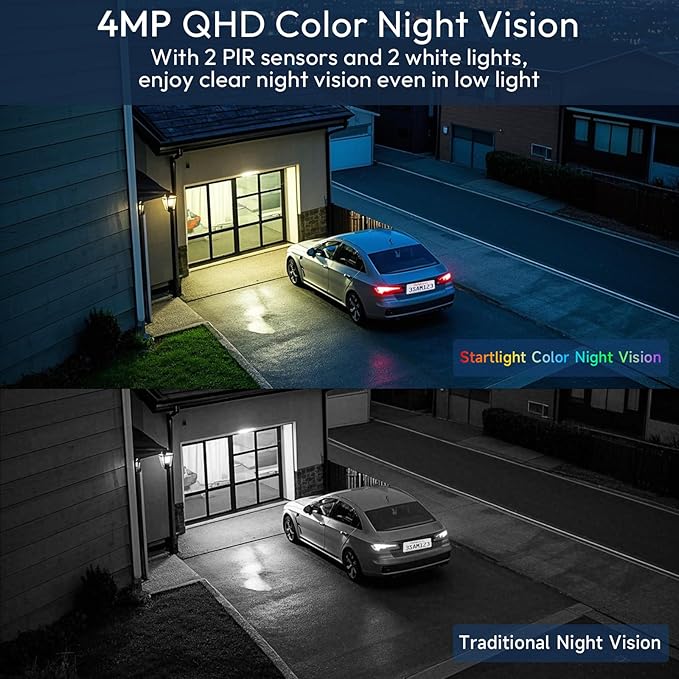 5G WiFi Security Cameras Wireless Outdoor 4Pack, Solar Outdoor Cameras for Home Security with AI Motion Detection & Siren,Color Night Vision, 2-Way Talk, IP66 Waterproof,Cloud/SD