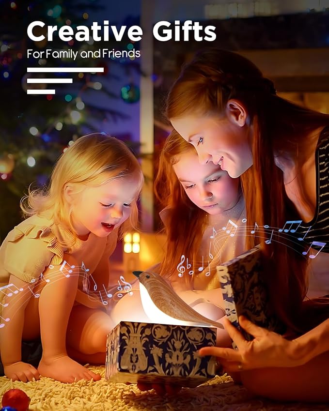 Small Bird Table Lamp, 2600mAh Touch Cordless Bedside Lamp with Remote Control & Phone Holder, 3-Color Dimmable Kids Night Light, Rechargeable Desk Lamp with Timer & Bird Sounds for Toddler Kids