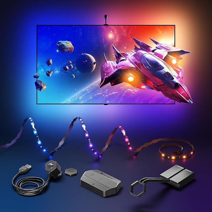 Nanoleaf 4D V2 TV LED Backlight, Smart Addressable Gradient Lightstrip Kit with Screen Sync, Multicolor Immersive LED Lightstrip Zigzag, Bias Lighting for Home Theatre & Gaming, Fits Up to 65" TV