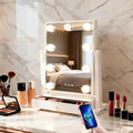 Vanity Mirror with Lights, Vanity Makeup Mirror with 9 Dimmable LED Bulbs, 3 Color Lighting Modes, Detachable 5X Magnification, LED Vanity Mirror with Drawer, Smart Touch Control,White