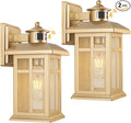 2-Pack Gold Exterior Motion Wall Sconces, Outdoor Waterproof Wall Light Fixtures Wall Mount, Dusk to Dawn Outside Lights for House with E26 Socket, Outside Lighting for Doorway, Garden, Home
