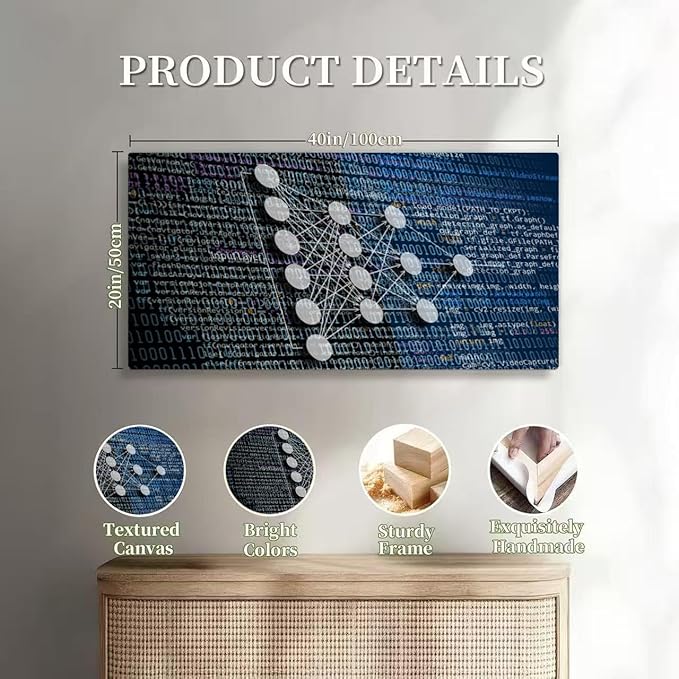 Wibinuki Wall Art Wall Decor Wall Paintings AI(Artificial Intelligence) for Living Room Bedroom Bathroom Home Decor Can Be Hung Directly 20"x 40"