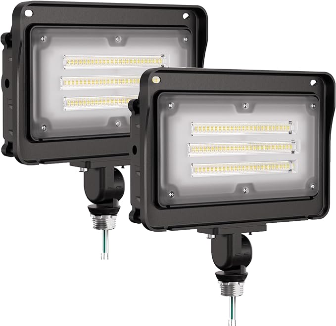 CINOTON 50W LED Flood Light Outdoor, 7000LM IP65 Waterproof Security Wall Pack Light Fixture with 180°Knuckle for Patio Porch Garage Garden Lanscape 5000K Daylight 100-277V 2 Pack
