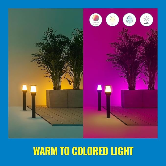 WiZ Elpas Bollard Smart WiFi Outdoor LED Path Light Starter Kit, Compatible with Alexa, Google Assistant and Siri Shortcuts, Bluetooth Compatible, No Hub Required