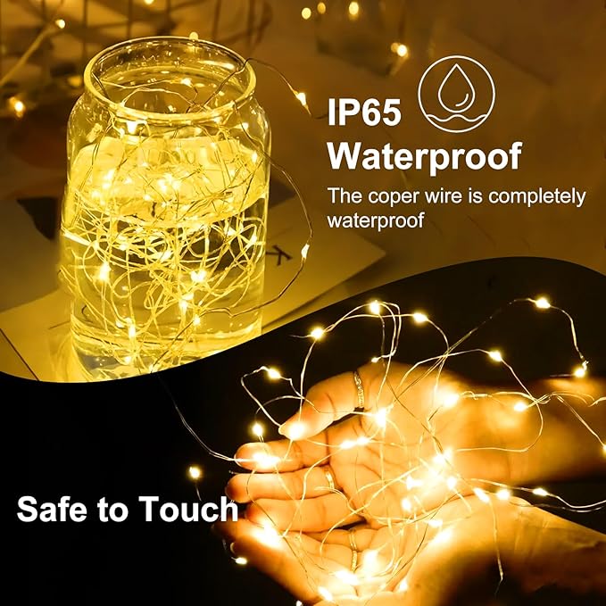 24Pack Fairy Lights Battery Operated, 7ft 20 LED 3 Modes Speed Twinkle Mini String Lights Waterproof Silver Wire Firefly Starry Lights for Mason Jars Wedding Party Christmas Decorations