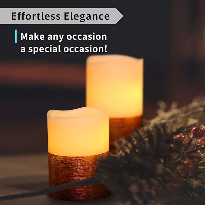 FURORA LIGHTING Red Real Wax Trim Candles with Remote and Timer, Pack of 8 Pillar & Votive Candles, LED Flameless Flickering Candles for Home Décor, Battery Included
