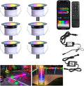 Sumaote LED Deck Lights Kit, 6 Pack 1.77" RGBW+IC Multicolor Dynamic Low Voltage Recessed Landscape Lights, IP67 Waterproof 12V Step Light Outdoor for Garden Yard Path Ground Stairs