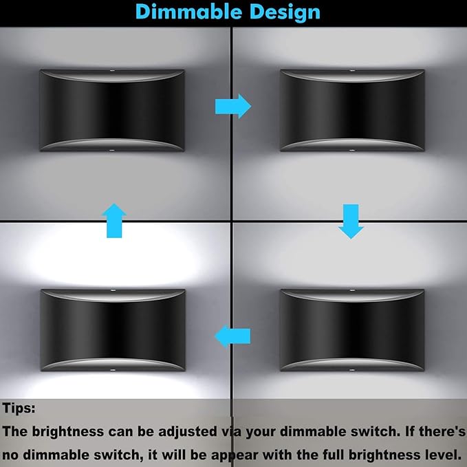 Lightess Modern Wall Sconces Indoor Wall Lamp Dimmable LED Up Down Wall Lamp 12W for Bedroom Living Room Staircase, Cool White