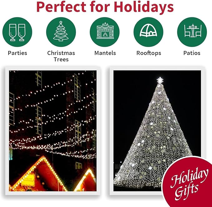LAMPHOME 165ft Christmas Decorative Mini Lights, 500 LED Transparent Wire Fairy Starry String Lights Plug in, 16Lighting Modes for Indoor Outdoor Xmas Tree Wedding Party Decoration (White)