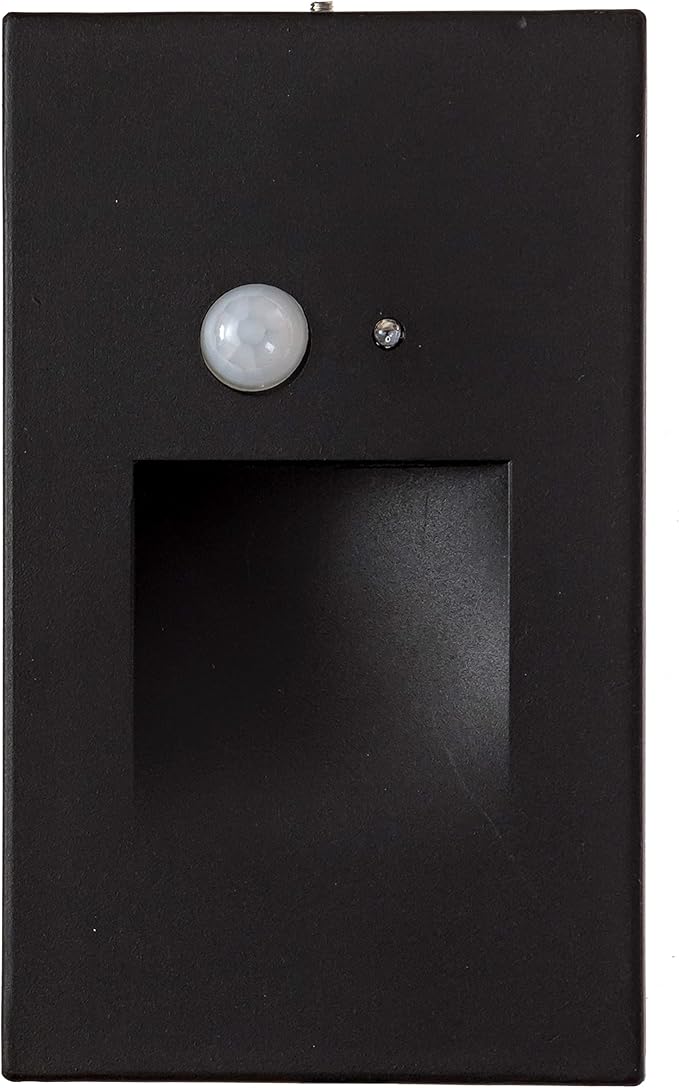 Ciata LED Indoor & Outdoor Motion Sensor Light for Deck Stairs - Integrated PIR Sensor and Dusk to Dawn Photocell - Vertical Stairway Lighting - Black