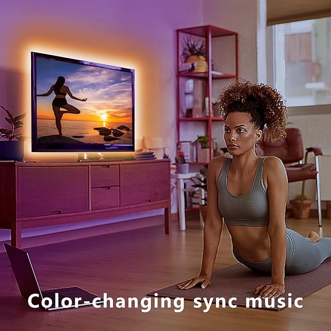 dalattin 12.5ft Led Lights for TV, 40-55 Inch USB RGB LED Strip Lights, TV Backlight with Remote Built-in MIC Music Sync, Bluetooth APP Control Led Lights for Gaming Bedroom, HDTV Mood Lighting