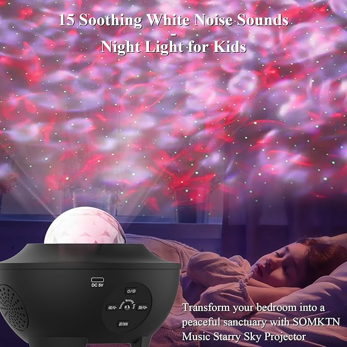 Star Projector Galaxy Light Projector, Ocean Wave Projector for Bedroom with White Noise, Bluetooth Speaker, Timer & Remote Control, Smart WiFi Night Light Projector for Kids Teens