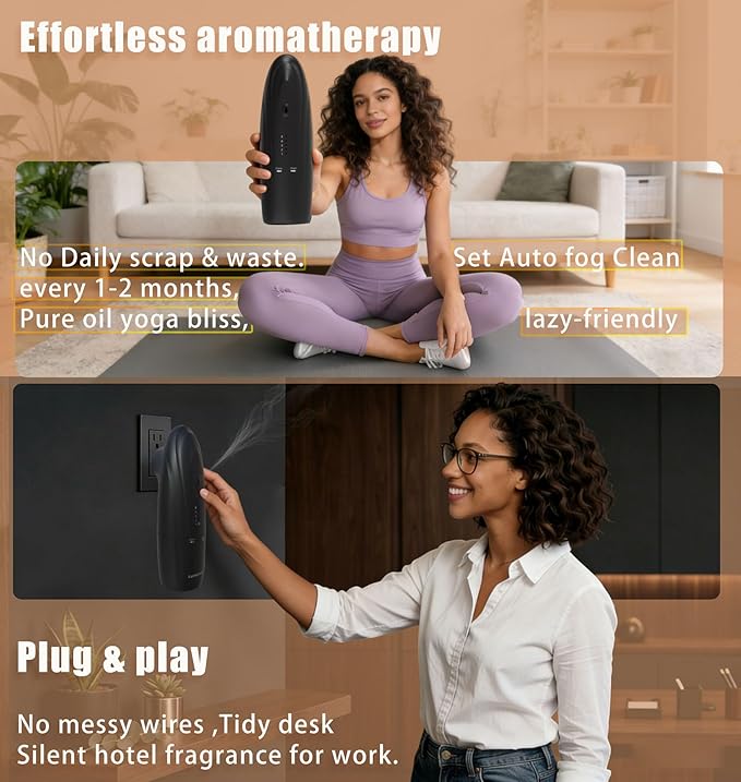 Waterless Diffuser with Bluetooth App for Home Large Room - Plug in Diffusers for Essential Oils Covers 500 Sq.Ft White