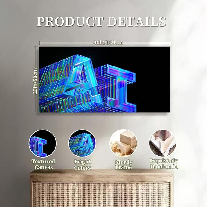 Wibinuki Wall Art Wall Decor Wall Paintings Artificial Intelligence Machine Learning Large Language Model AI for Living Room Bedroom Bathroom Home Decor Can Be Hung Directly 20"x 40"