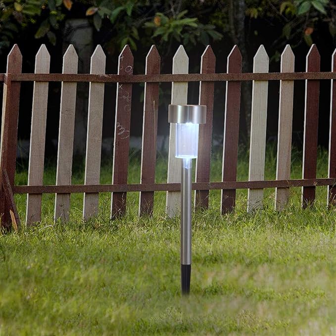24 Pcs Outdoor Solar Pathway Lights,Stainless Steel LED Landscape Lighting,Outdoor Waterproof Solar Garden Lights,Outdoor Decorative Lighting,with Auto On/Off,for Patio Yard Lawn Path (Cool White)