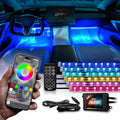OPT7 Aura Pro 6PC Interior Lights for Truck SUV RV with App & Remote Control, Multicolor Mode, Music Sync Neon Accent Lighting Kit, Under Dash Decor, 12V Car Charger, Single Row LED Strip