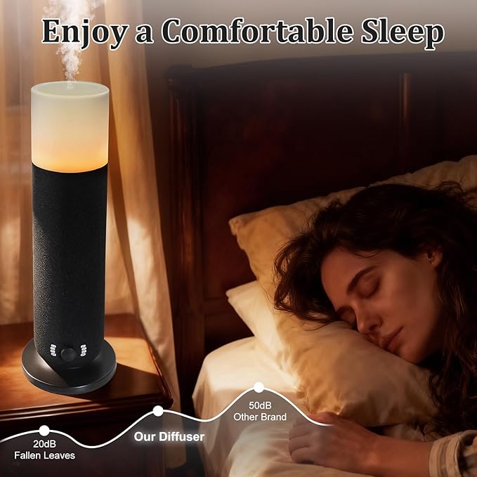 Smart Waterless Essential Oil Diffuser,Scent Diffuser for Home,Hotel Collection Diffuser APP Control,Ambient Lighting,Covers Up to 2000 Sq.Ft Aromatherapy Diffuser for Bedroom Spa Yoga Office Black