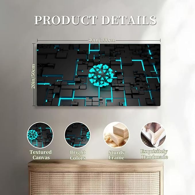 Wibinuki Wall Art Wall Decor Wall Paintings Artificial intelligence tracks spread, Technology and AI algorithms for Living Room Bedroom Bathroom Home Decor Can Be Hung Directly 20"x 40"