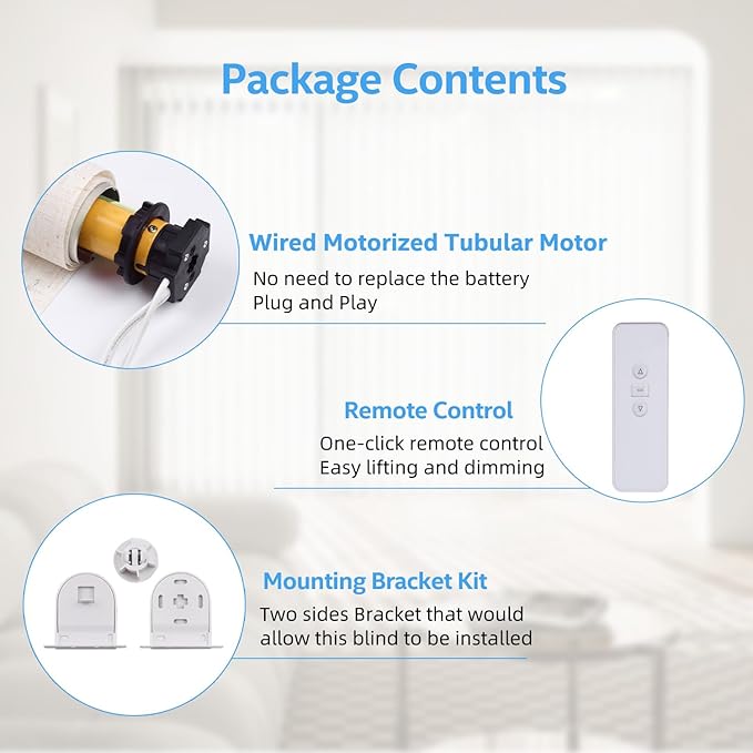 HUIYEETEX AC 100-240V Hardwired Roller Blind Motor Kit + Controller + Mounting Bracket