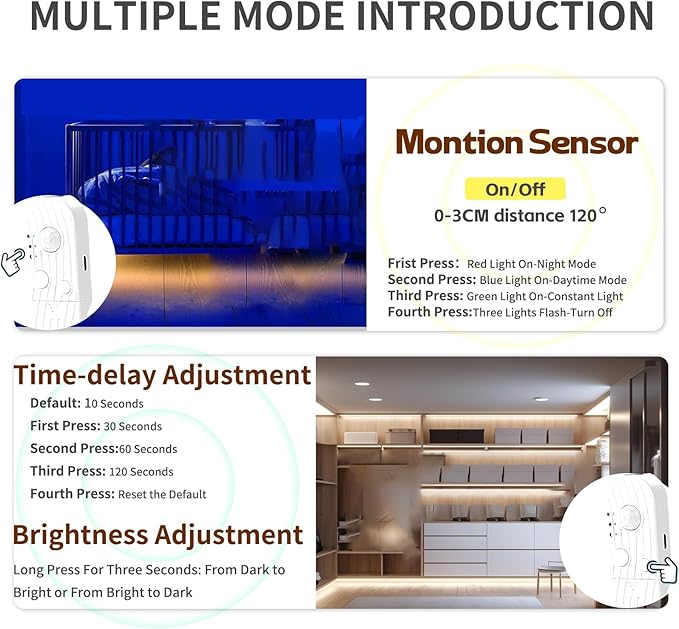 5V Motion Sensor Dimmable USB Rechargeable COB LED Strip Lights,Built-in 1500mAh Battery,Three Modes,9.84FT/3M,Natural White 4000K,320LEDs/M,Night for Closet,Wardrobe,Bed,Stairs,Kitchen
