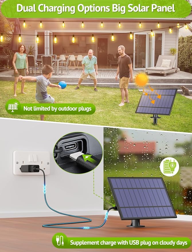 96FT(2x48FT) Solar Outdoor String Lights with Remote & Timer, Dimmable Patio Lights with 30+2 Shatterproof ST38 LED Bulbs for Outside-Black