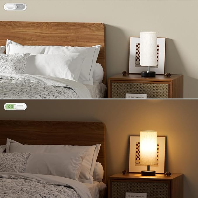 Small Table Lamp for Bedroom - Bedside Lamps for Night Stands, Minimalist Nightstand Light Lamp, Desk Lamps for Living Room, Office, Dorm