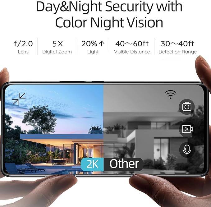5G/2.4GHz WiFi Security Cameras Wireless Outdoor,2K Battery Home Security Camera with AI Detection,Siren, Surveillance Indoor Home Camera, Color Night Vision,2-Way Talk,IP65, Cloud/SD, Works Alexa