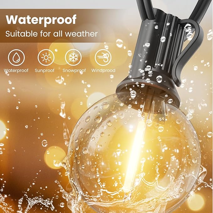 RTTY Outdoor String Lights 200 FT, Patio Light for Outside with 104pcs G40 LED Shatterproof Bulbs, Waterproof Connectable Hanging Globe Lighting for Porch Cafe Bistro Backyard Balcony Deck Party
