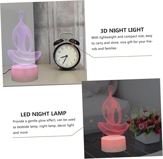 DOITOOL 1set Creative Led Night Control Colorful USB Night Lamp for Yoga Meditation Bedroom Decor and Unique
