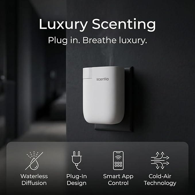 Home Scent Diffuser Starter Kit |Plug in Waterless Aroma Diffuser for Essential Oils for Home, Office, Spa | Covers up to 500 Sq. Ft. | White | 20 ml Oil Included - Christmas