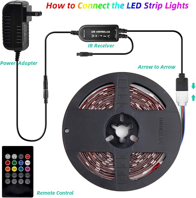 L8star LED Strip Lights, 5M/16.4ft Flexible Strip Light SMD 5050 RGB with Bluetooth Controller Changing Tape Lights kit with LED Sync to Music for TV,Bedroom,Kitchen Under Counter, Under Bed Lighting