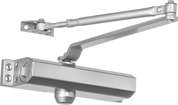 Dynasty Hardware Door Closer, Commercial Hydraulic Closer, Self-Closing, Spring Size 3, Surface Mount, Sprayed Aluminum, Series 3000