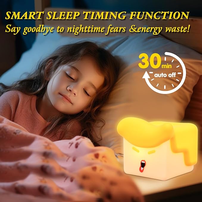 Fun Night Light, Hilarious Silicone Squishy Lighted Tap Light, 3 Levels Dimmable/Timer Night Light, USB Rechargeable Bedside Touch Lamp, Room College Dorm Décor