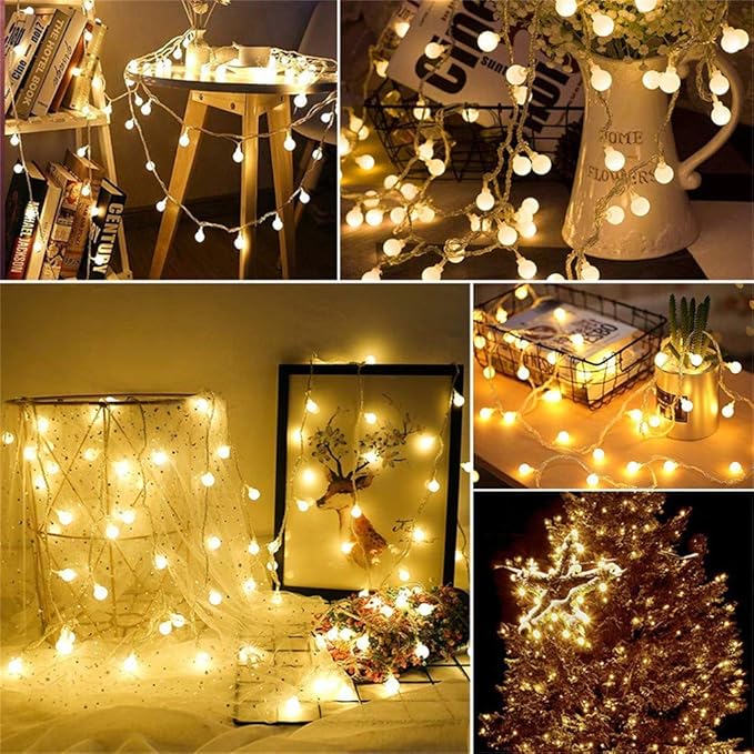 Merdeco Globe, Plug in String Lights 10ft/3m 20 LED Bulb Warm White Fairy Lights for Birthday/Christmas/Wedding/Party Indoor Outdoor Decoration