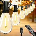 100FT LED Outdoor String Lights with Remote, Dimmable Timing 3 Light Modes Outside Patio Lights for Backyard Porch Deck Garden Balcony Pool Party Hanging Lighting Decor