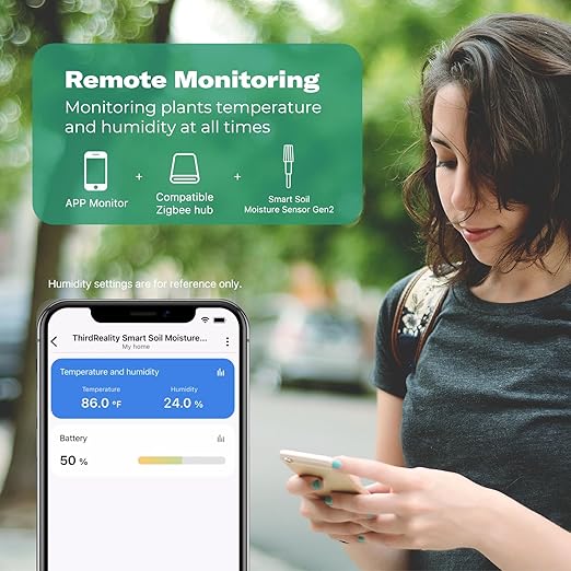 THIRDREALITY Smart Soil Moisture Sensor Gen2, Zigbee hub Needed, Enhanced Signal Stability, Capacitive Moisture Monitoring, Garden Planting, Compatible with Hubitat, SmartThings, Home Assistant, Homey