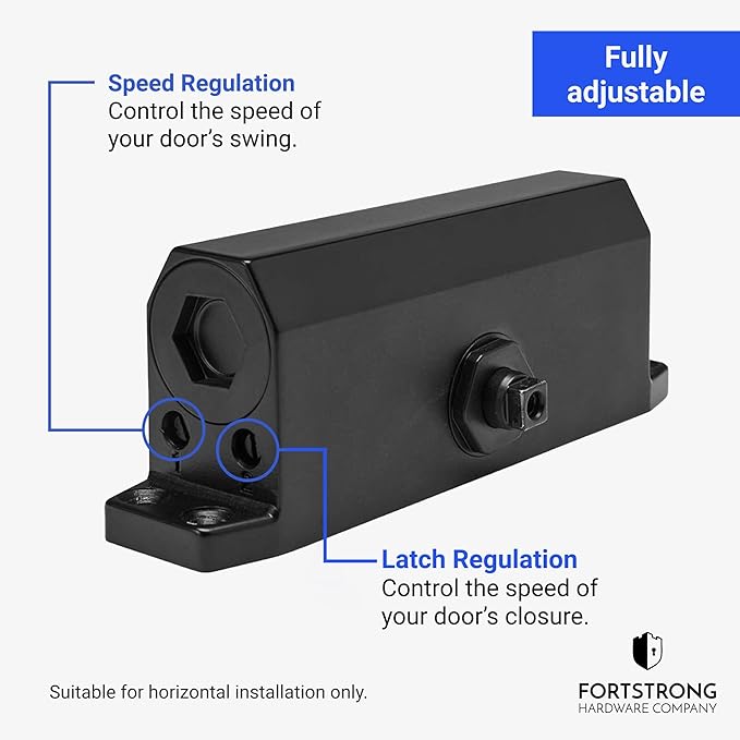 Lightweight Automatic Door Closer - Hydraulic Auto Door Closer No Slam - Grade 3 Slow Close Door Hinge - No Slam - Closing Hinge for Home Use - Easy to Open Arm - Self Closing Internal Doors (Black)