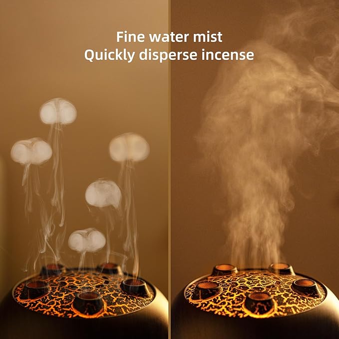 Essential Oil Diffuser 250ML,Jellyfish Diffuser Air Humidifiers Sound Pickup Ultrasonic Aromatherapy Diffuser Remote Control 7 Color Lights for Home Bedroom Office Hotel (Brown Color)