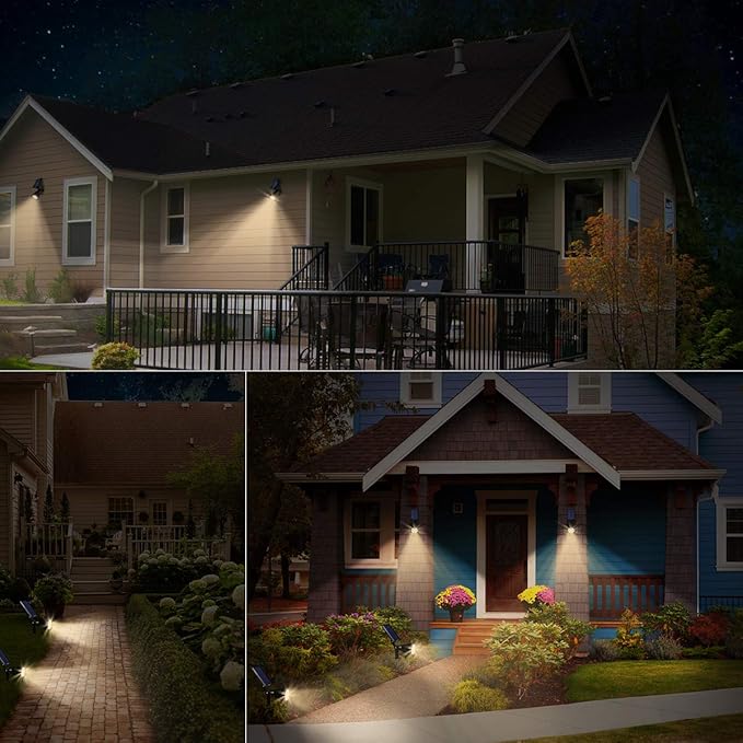 URPOWER Solar Lights Outdoor, 2-in-1 Solar Spot Lights Waterproof with 2 Lighting Modes, Adjustable Solar Powered Spotlights Auto On/Off Landscape Lights for Yard Garden Pathway, 2 Pack (Warm White)