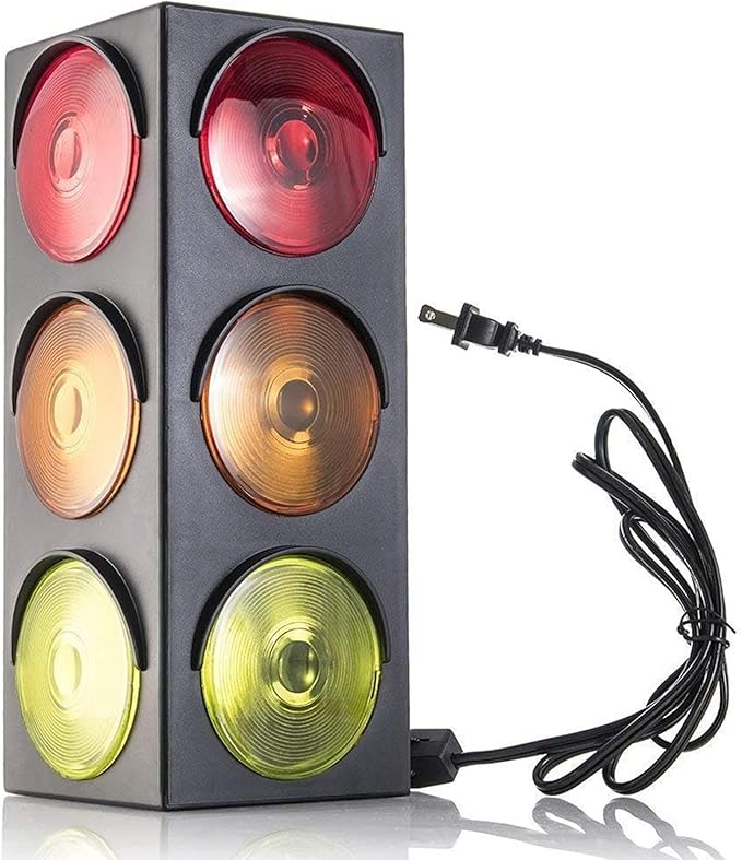 Kicko Traffic Light Prop, 12.25 inch - Simulates Traffic Stop Light - Novelty Traffic Light Lamp - Plug-in Blinking Bedside Lamp - Race Decorations Traffic Signs - Red Light Green Light Game for Kids