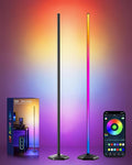 2 Pack Corner LED RGB Floor Lamp, Smart Dimmable Corner Light with Music Sync, Color Changing Ambient Lighting with App and Remote Control, for Bedroom, Living Room Gaming Room