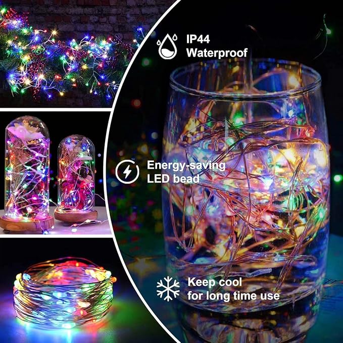 Fairy String Lights with Timer 33Ft 2pc 100 LED Battery Operated Fairy Lights Outdoor Waterproof for Wedding Home Parties Christmas Holiday Decoration