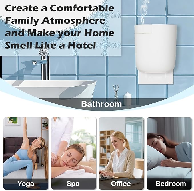 Smart Plug in Wall Diffuser,Compact Waterless Essential Oil Diffuser Scent Air Machine,Portable Cold Air Fragrance Diffuser for Home Office Quiet&Long Lasting 60ML 500Sq Relaxation Housewarming Gift