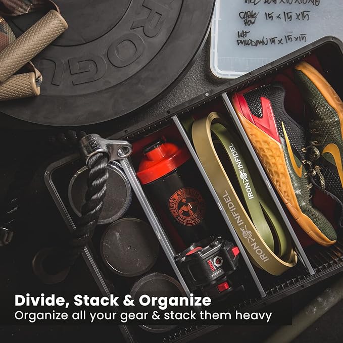 SIDIO CRATE Starter Pack - Two Full Size and One Half Size SidioCrate, Stackable Outdoor Organizer Storage Bins with Clear Lid and Dividers - SIDIO Variety Pack