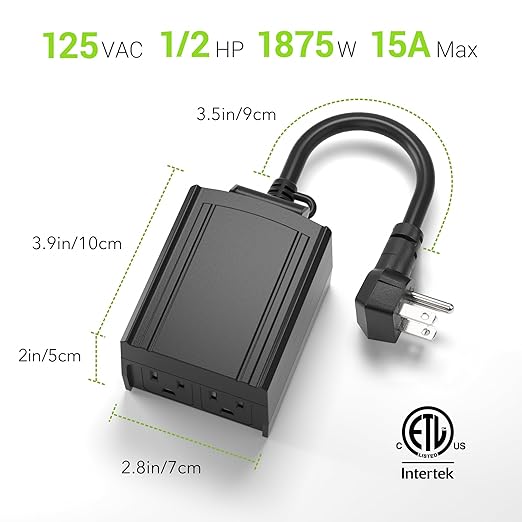BN-LINK 24 Hour Heavy Duty Mechanical Timer, Outdoor Timer Outlet Waterproof with 30 Minutes Intervals, 2 Grounded Outlets for Christmas Lights Pool Pump,15A 1/2HP, ETL Listed