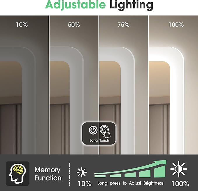S'bagno 36"x28" LED Bathroom Mirror with Bluetooth Speaker, Anti-Fog & Waterproof, Dimmable Wall Mirror with Touch Control, 3 Light Colors, Vertical or Horizontal