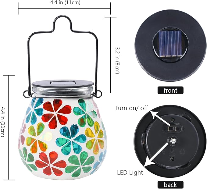 Bshine Mosaic Solar Lantern Outdoor Hanging Waterproof, Sunflower Mosaic Light Indoor Decorative Table, Garden Decor for Yard Outside, Path, Courtyard, Lawn, Birthday Gift for Mom Women Gardening