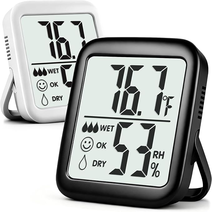 Antonki 2 Pack Room Thermometer for Home, Hygrometer Indoor Humidity Meter Gauge, Digital Temperature and Humidity Monitor Sensor for House, Terrarium, Incubator, Greenhouse - Battery Included